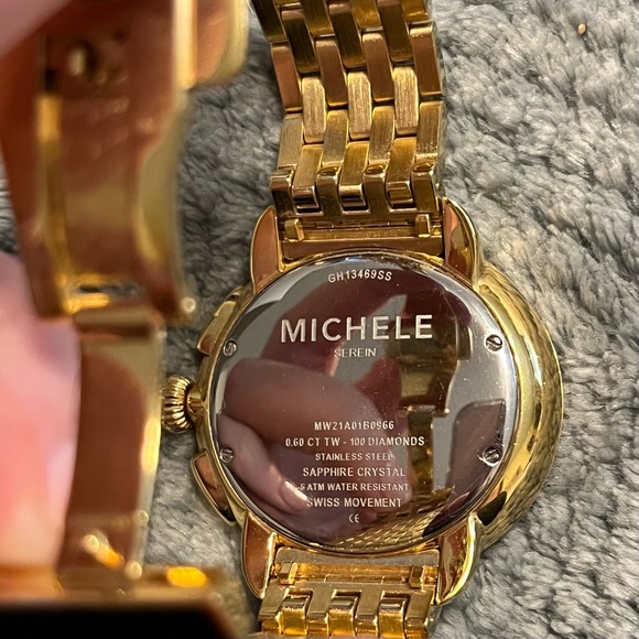 EUC Michele Serine Gold Diamond Chronograph Watch with Box, Case and Cloth - Picture 8 of 9